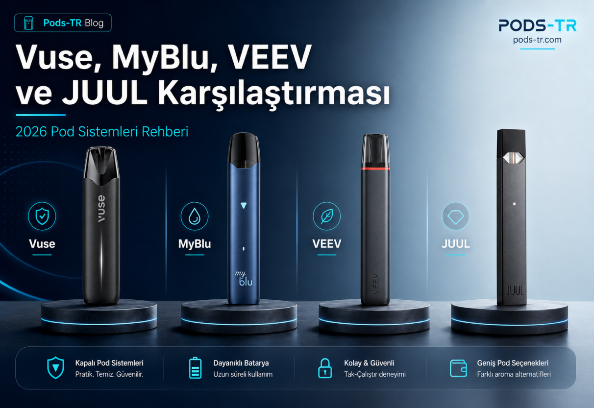 Vuse, MyBlu, VEEV ve JUUL Karşılaştırması 2026: En İyi Pod Sistemi Hangisi?
